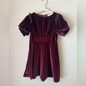 Zara Velvet Kids Dress in Deep Burgundy